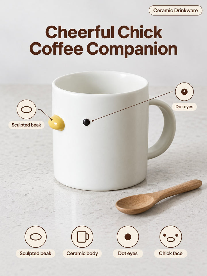 Cute Chicken Ceramic Coffee Mug With Chick Face Gift