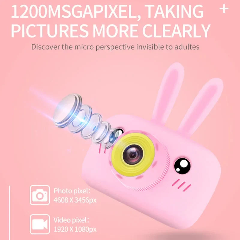 Kids Digital Camera with Cartoon Stickers for Ages 3-10