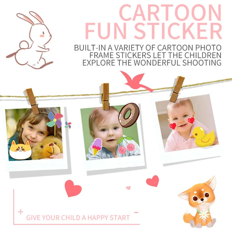 Kids Digital Camera with Cartoon Stickers for Ages 3-10