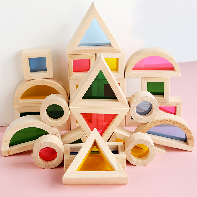 Wooden Color Blocks for Screen-Free Shape Learning