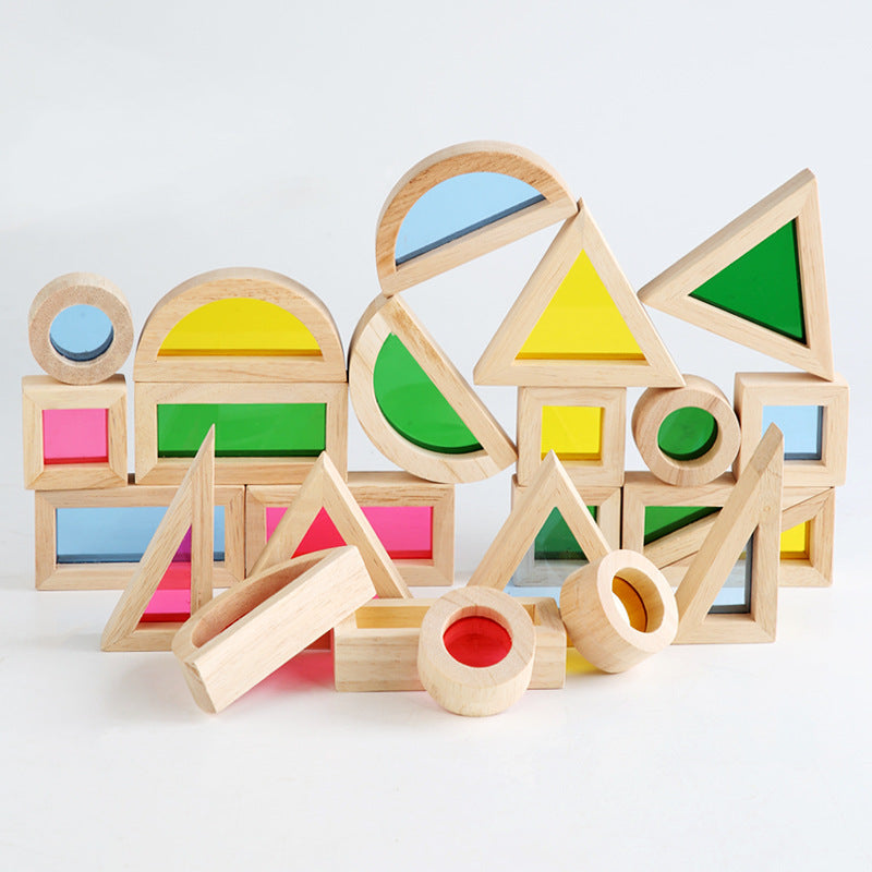Wooden Color Blocks for Screen-Free Shape Learning