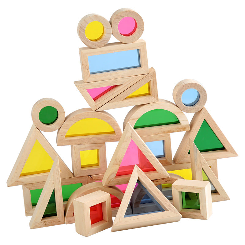 Wooden Color Blocks for Screen-Free Shape Learning