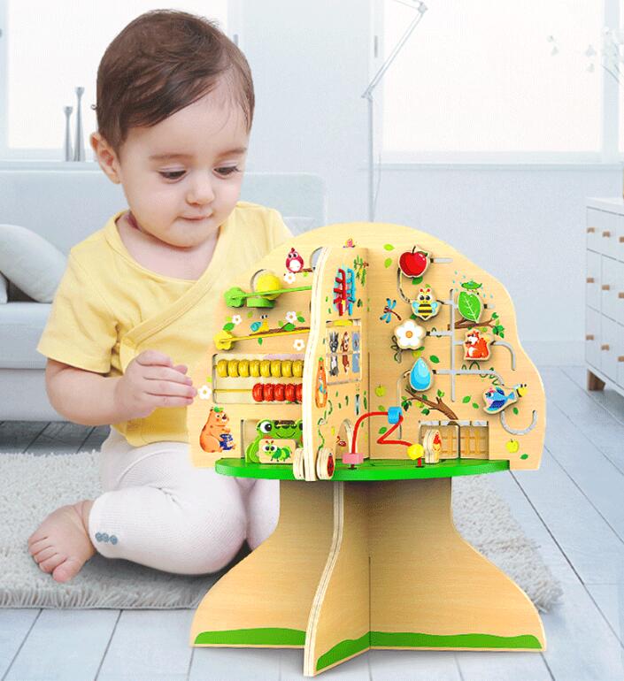 Wooden Learning Tree for Early Math & Fine-Motor Play