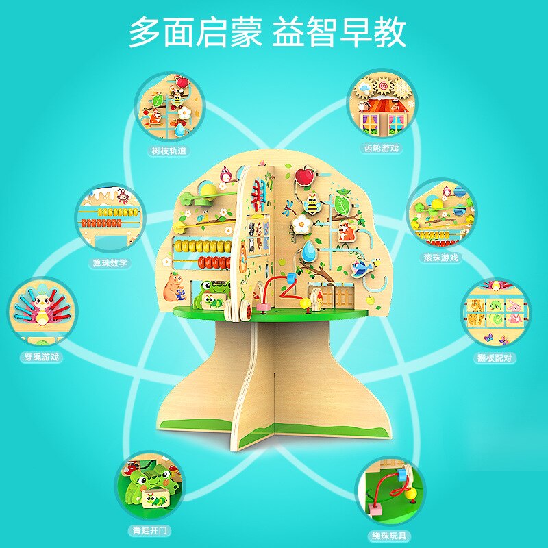 Wooden Learning Tree for Early Math & Fine-Motor Play
