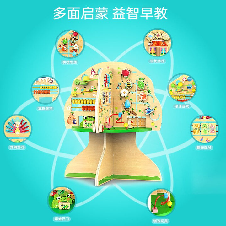 Wooden Learning Tree for Early Math & Fine-Motor Play