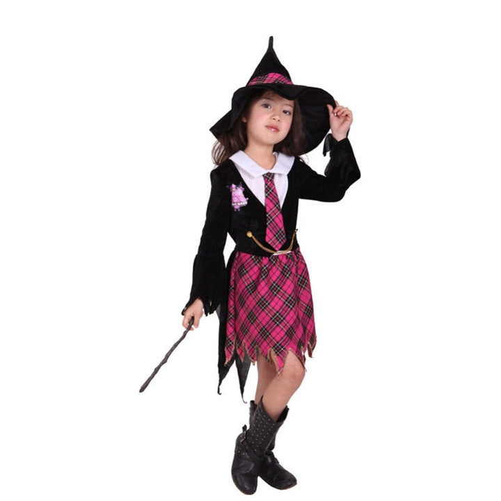 Girls Witch Halloween Costume Set With Hat And Wand