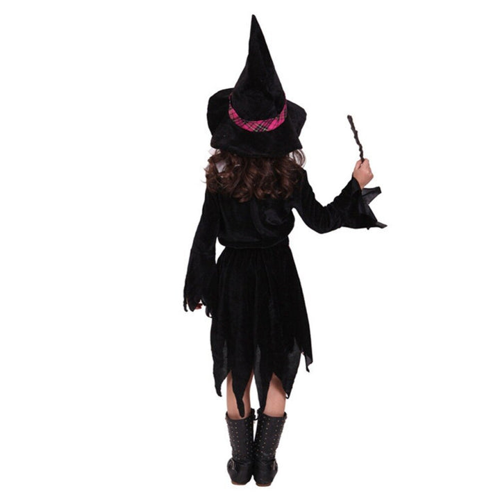 Girls Witch Halloween Costume Set With Hat And Wand