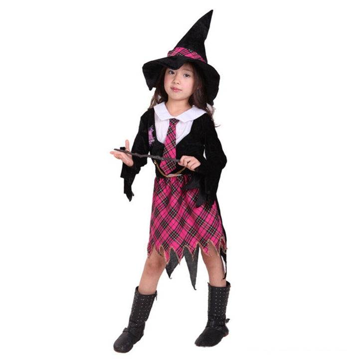 Girls Witch Halloween Costume Set With Hat And Wand