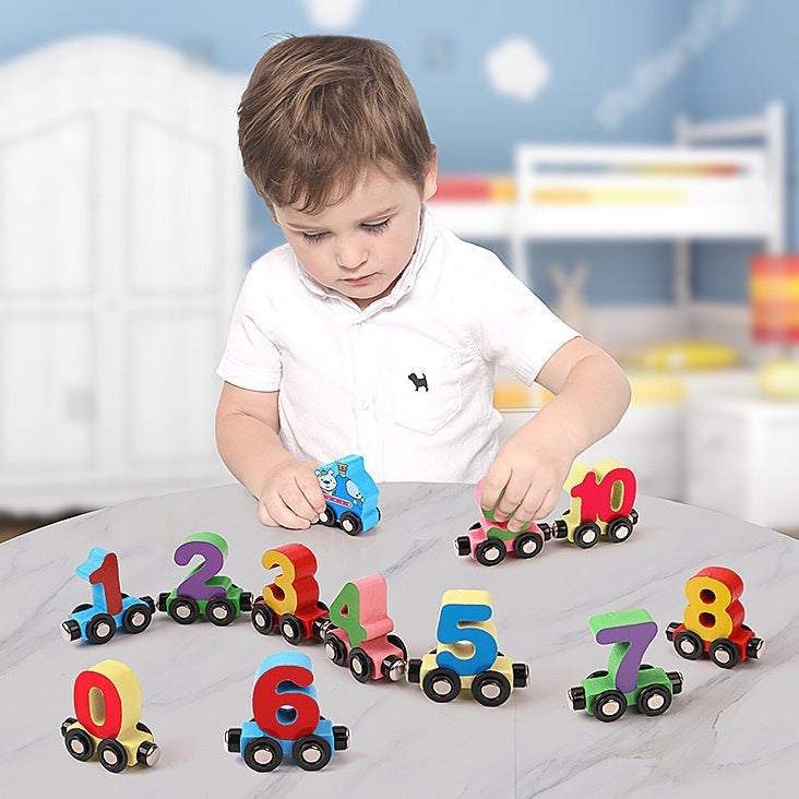Wooden Magnetic Number Train for Hands-On Learning