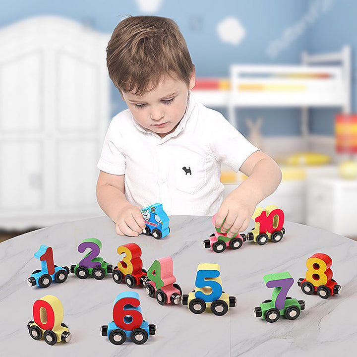 Wooden Magnetic Number Train for Hands-On Learning