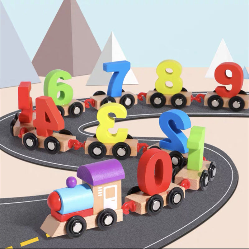 Wooden Magnetic Number Train for Hands-On Learning