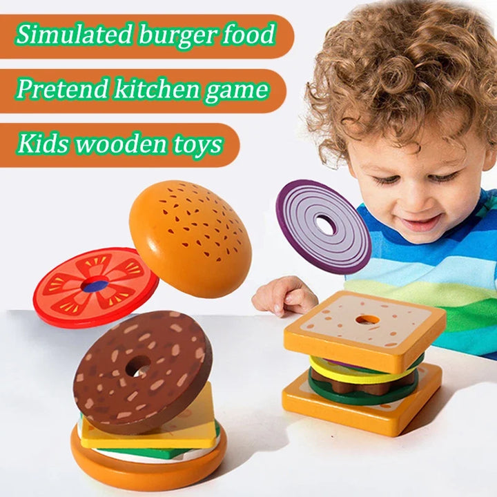 Wooden Sandwich Toy for Screen-Free Skill Building