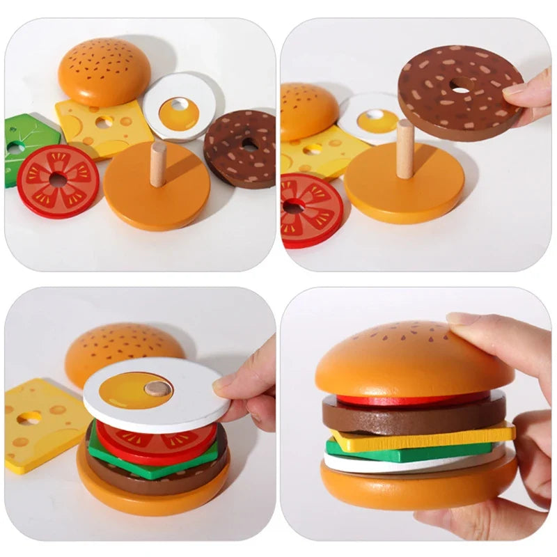 Wooden Sandwich Toy for Screen-Free Skill Building
