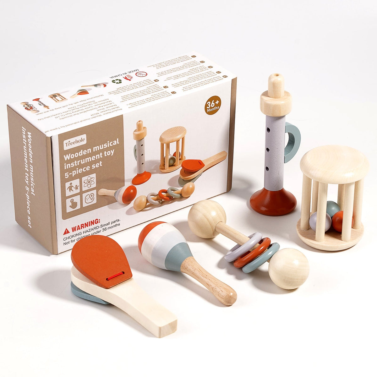 Wooden Baby Musical Toy Set for Screen-Free Playtime