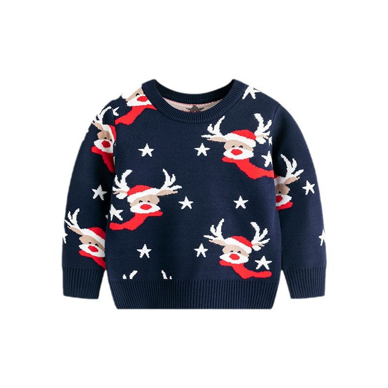 Children's Reindeer Knit Sweater for Cozy Holidays