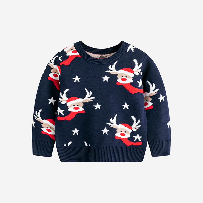 Children's Reindeer Knit Sweater for Cozy Holidays