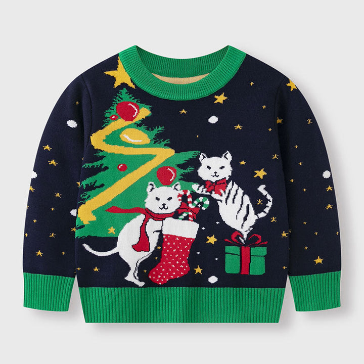 Children's Christmas Cat Sweater for Cozy Holiday Looks