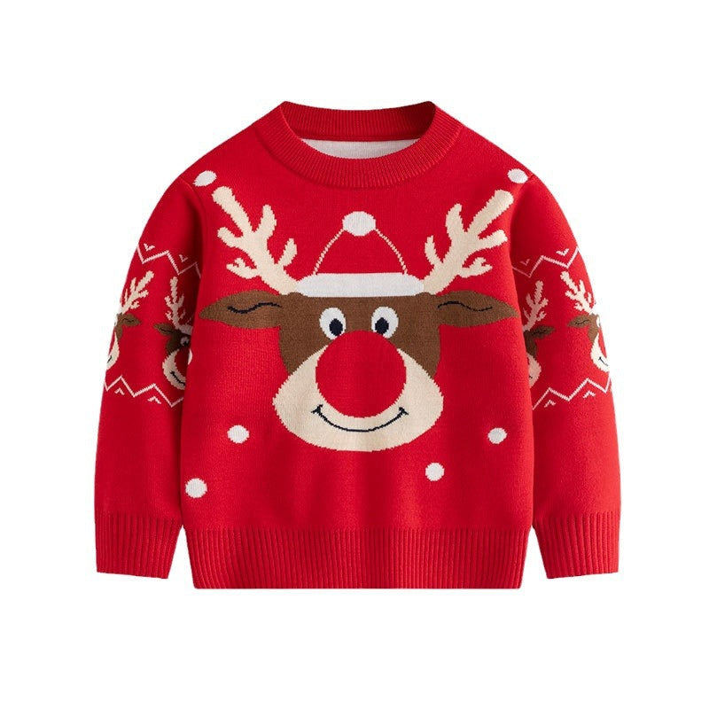 Kids' Reindeer Christmas Sweater, Cozy Holiday Pullover