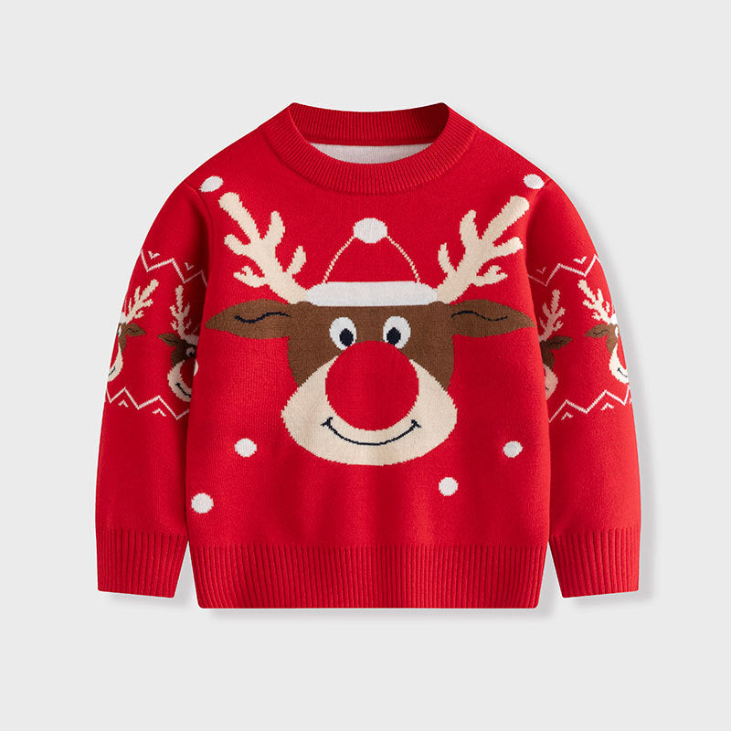 Kids' Reindeer Christmas Sweater, Cozy Holiday Pullover