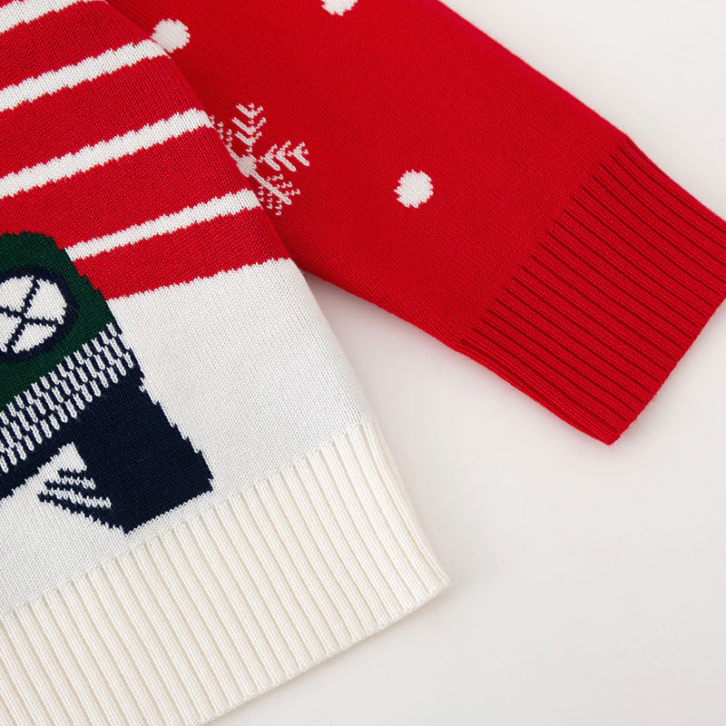 Children's Christmas Sweater With Santa-Reindeer Design