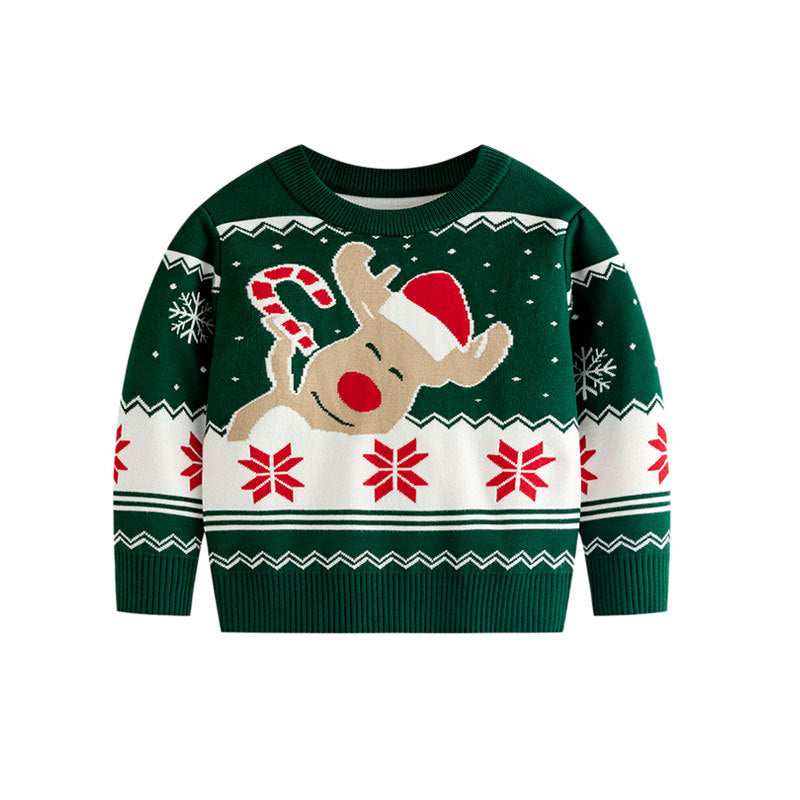 Children’s Christmas Sweater With Cute Reindeer Design