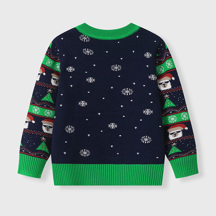 Kids Christmas Sweater – Festive Alpaca & Tree Knit