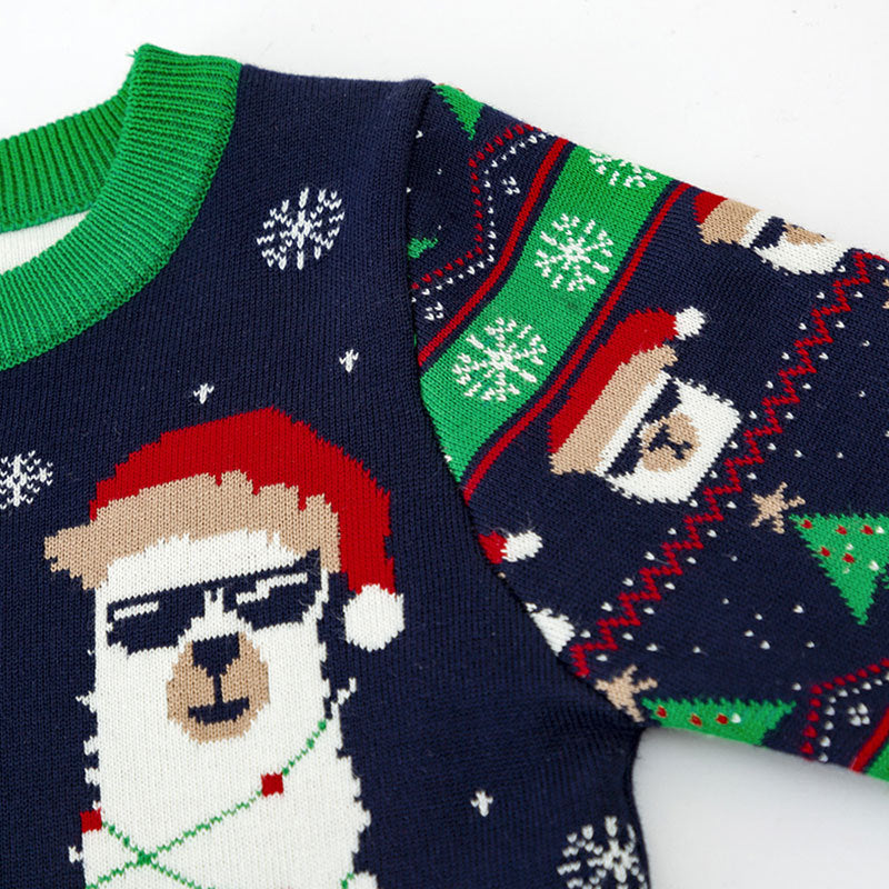 Kids Christmas Sweater – Festive Alpaca & Tree Knit