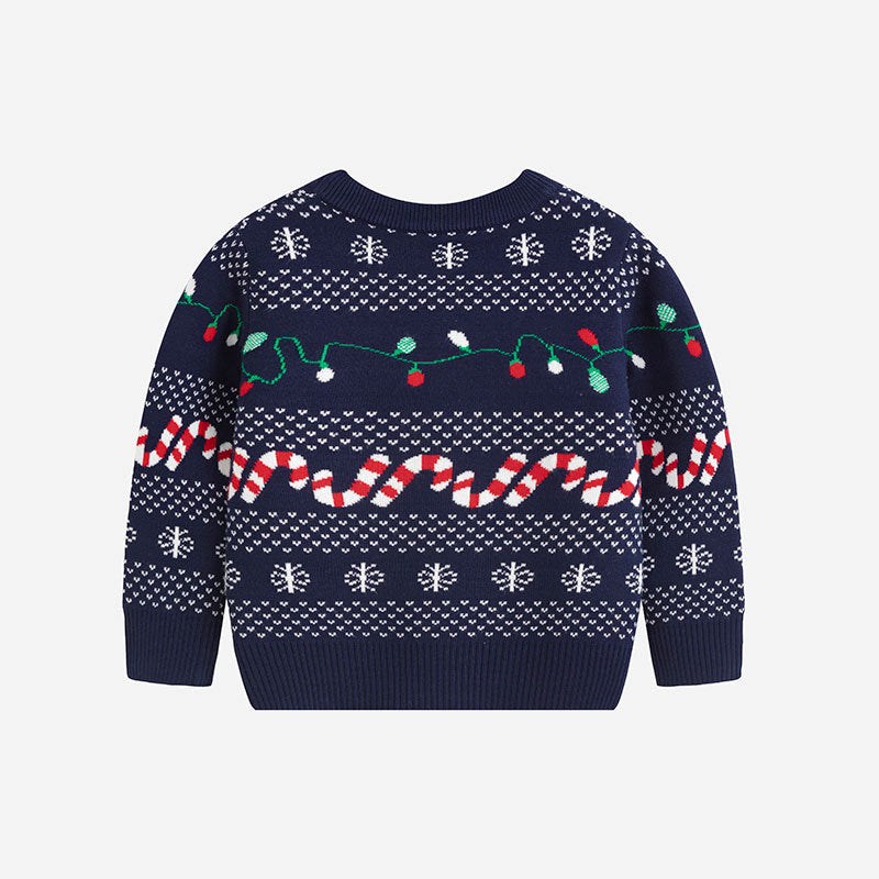 Kids Christmas Cartoon Sweater with Ribbed Knit Trim