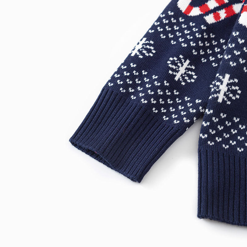Kids Christmas Cartoon Sweater with Ribbed Knit Trim