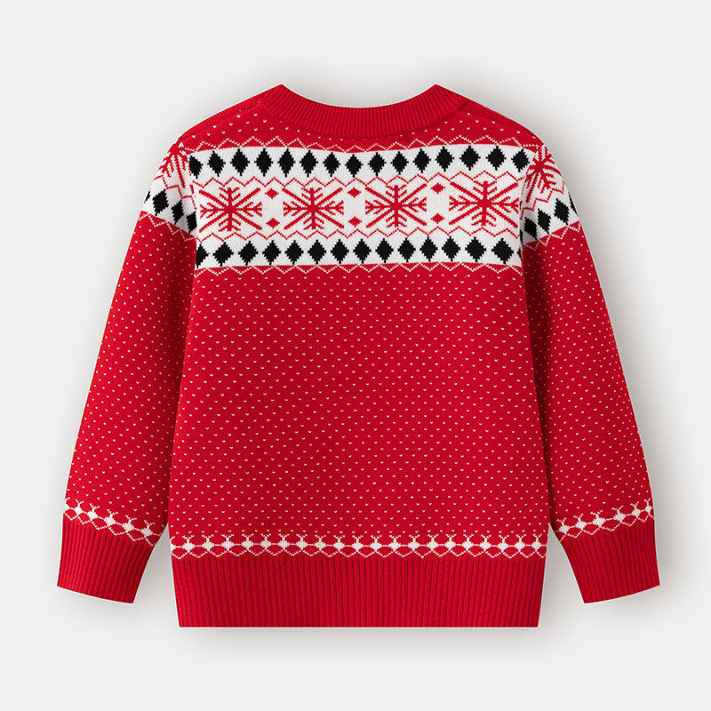 Kids Christmas Sweater with Cartoon Reindeer Pullover