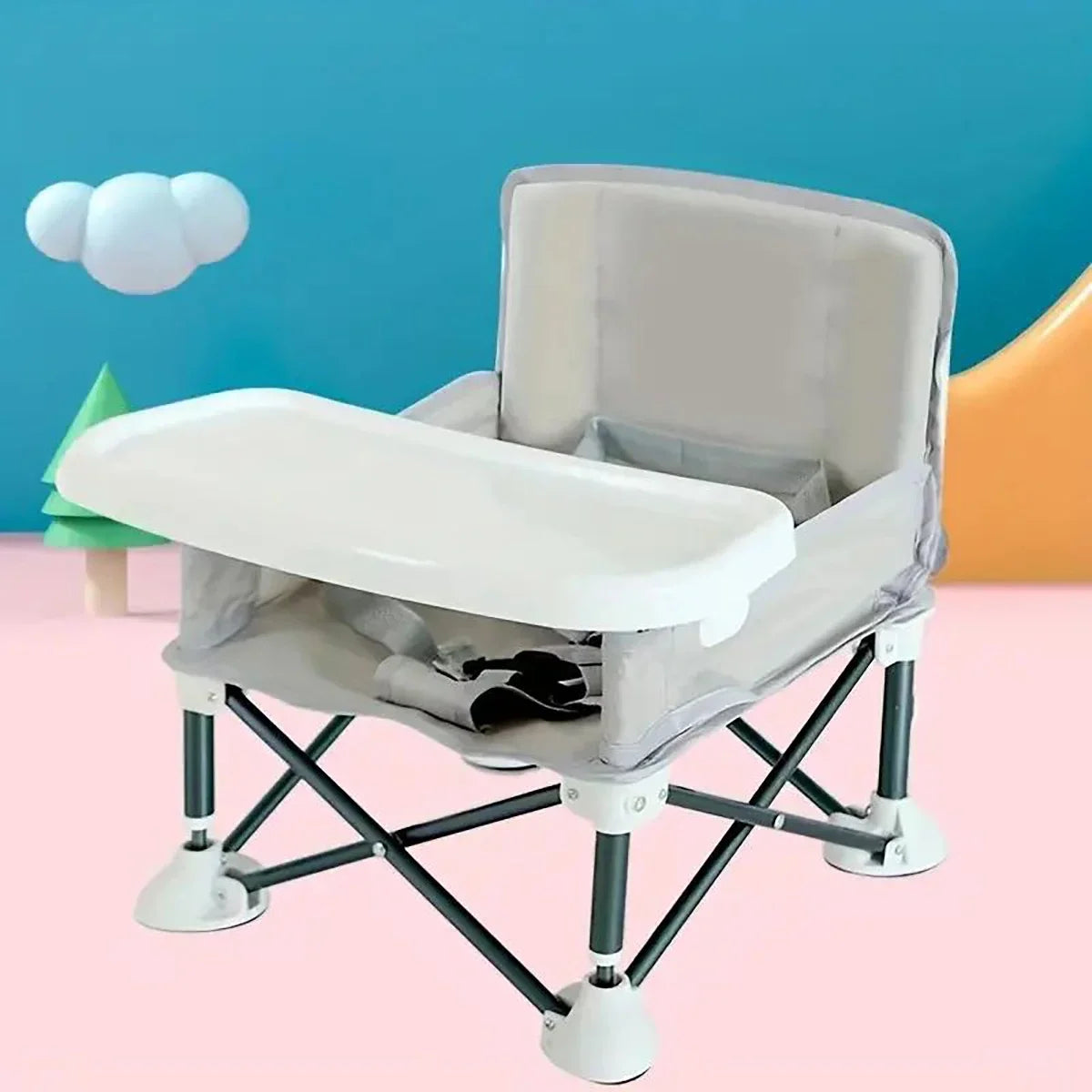 Portable Baby Feeding Chair With Spacious Seat & Tray