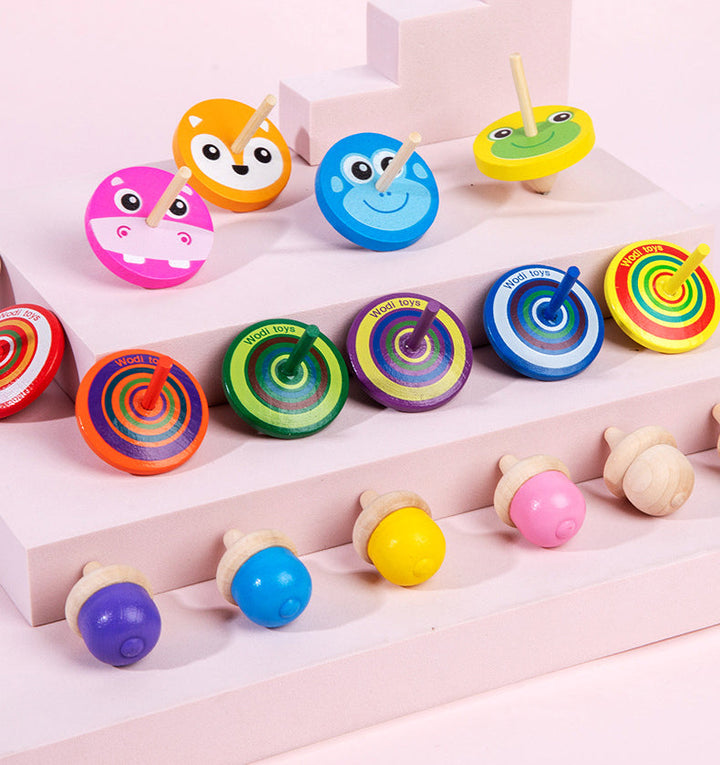 Wooden Spinning Tops for Fine-Motor Skills and Play