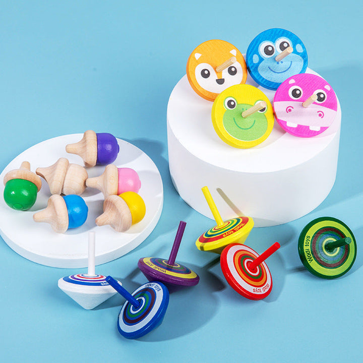 Wooden Spinning Tops for Fine-Motor Skills and Play