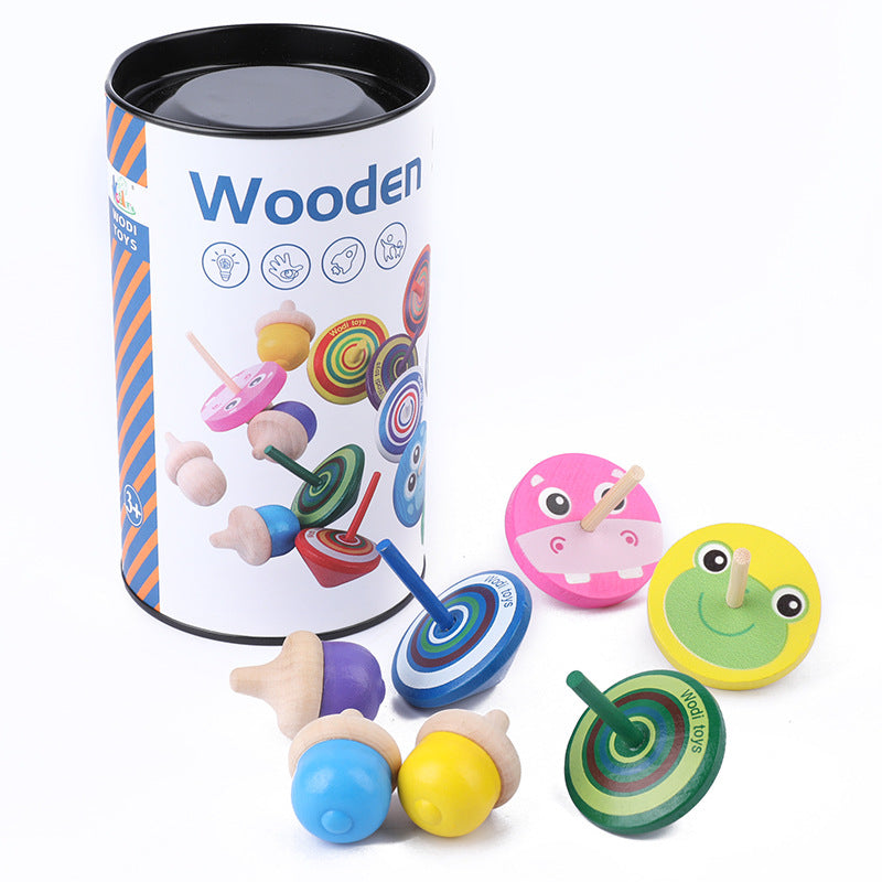 Wooden Spinning Tops for Fine-Motor Skills and Play
