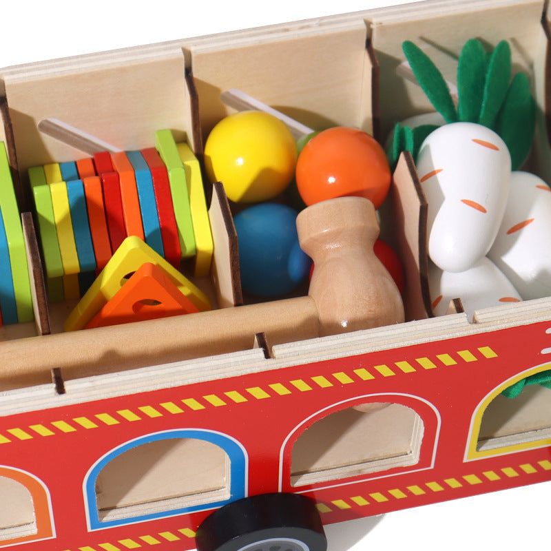 Montessori Wooden Activity Toy Fire Truck for Toddlers