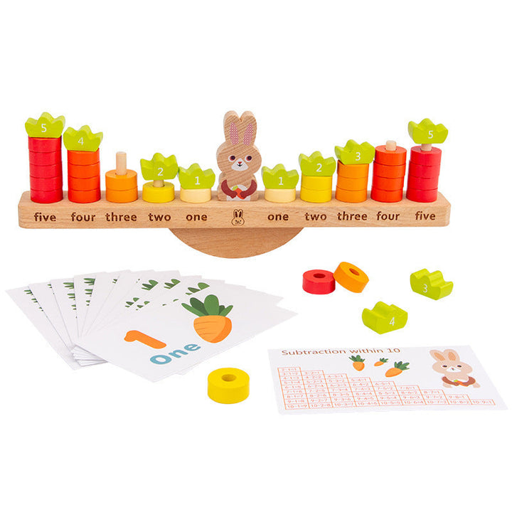 Wooden Rabbit Math Balance Toy for Early Number Counting