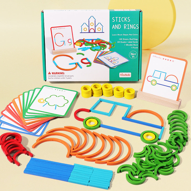 Wooden Puzzle Toy for Creative Shape-Building Play