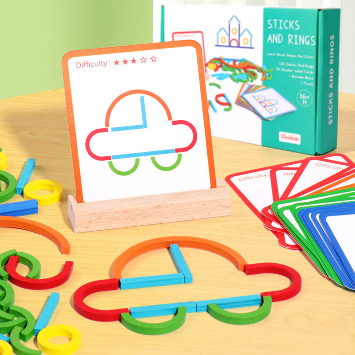 Wooden Puzzle Toy for Creative Shape-Building Play