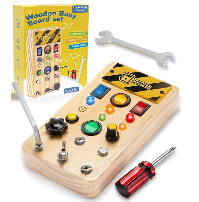 Wooden Busy Board Toy for Screen-Free Early Learning