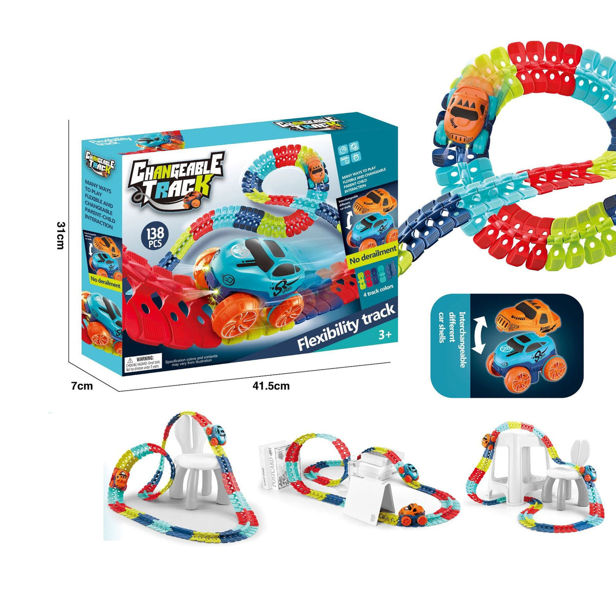 138-Piece DIY Flexible Track Building Set for Kids