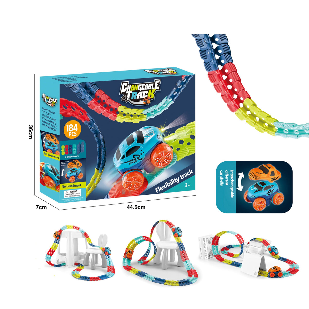 138-Piece DIY Flexible Track Building Set for Kids