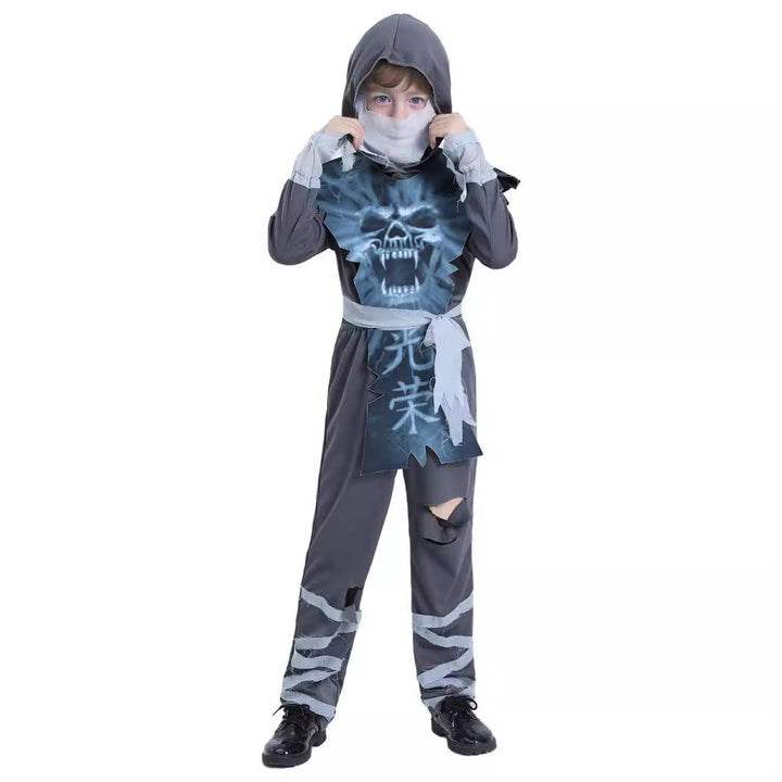 Children's Halloween Ninja Costume With Skull Design