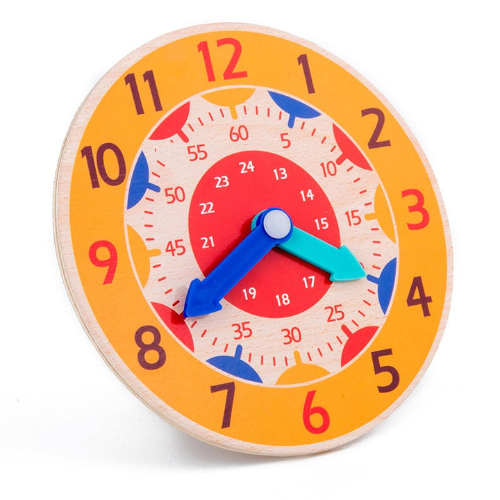 Children's Wooden Learning Clock Toy for Telling Time