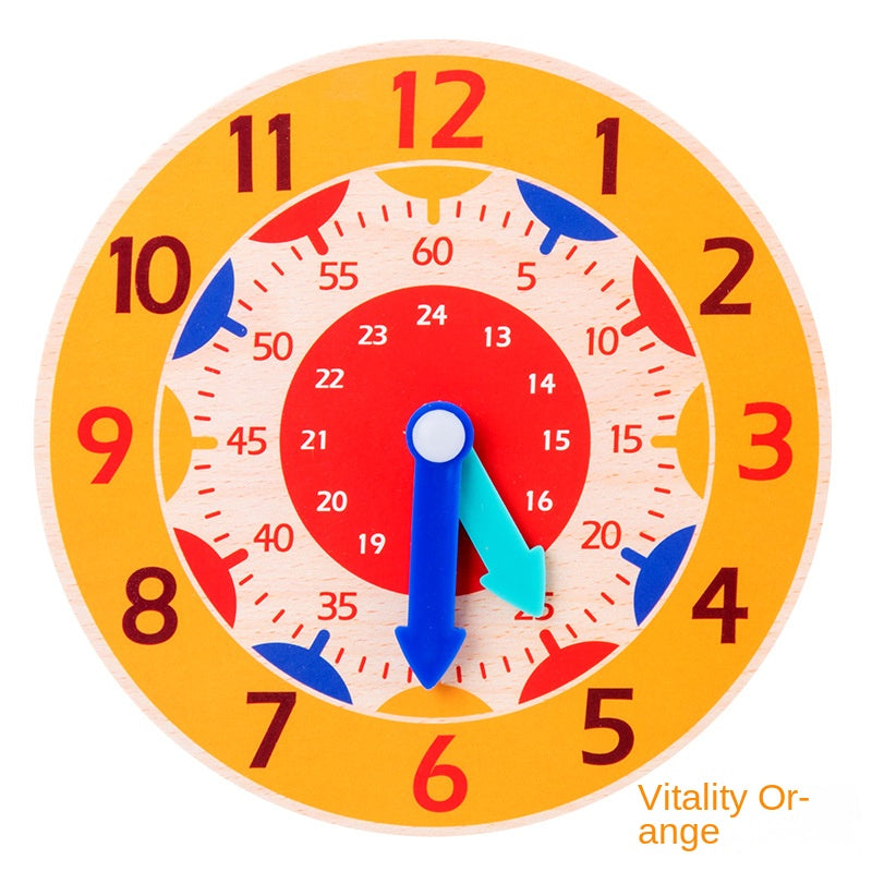 Children's Wooden Learning Clock Toy for Telling Time