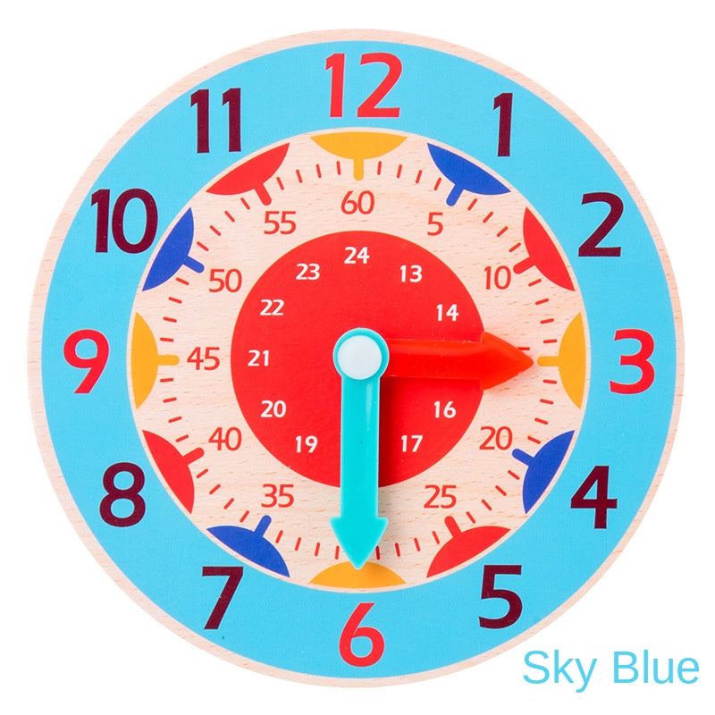 Children's Wooden Learning Clock Toy for Telling Time