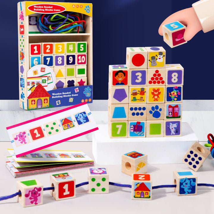 Wooden Bead Threading Toy for Preschool Skill Building