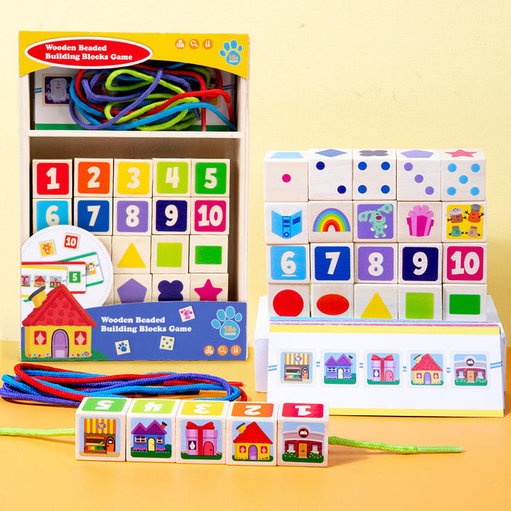 Wooden Bead Threading Toy for Preschool Skill Building
