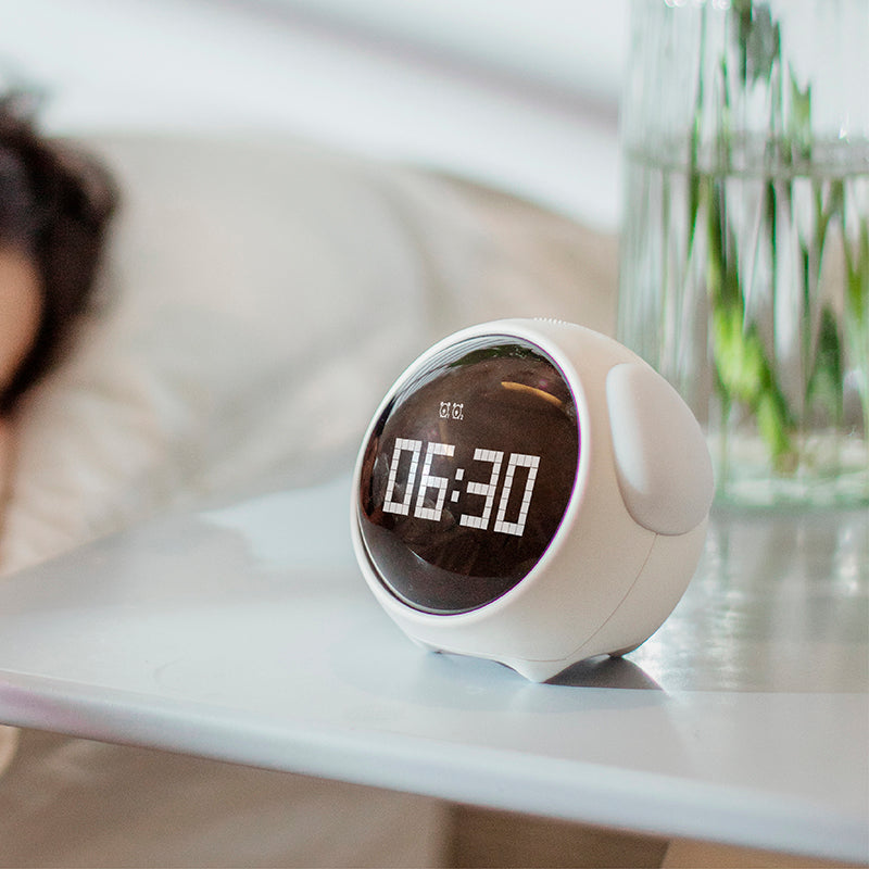 Kids Pixel-Face Alarm Clock with Night Light & Snooze