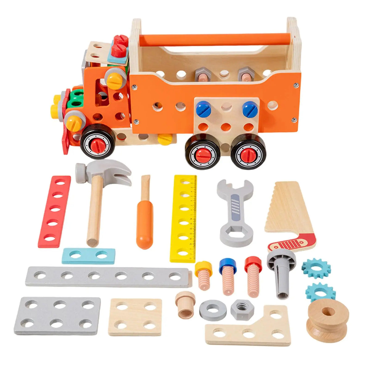 Wooden Tool Truck Set for Screen-Free Building Play