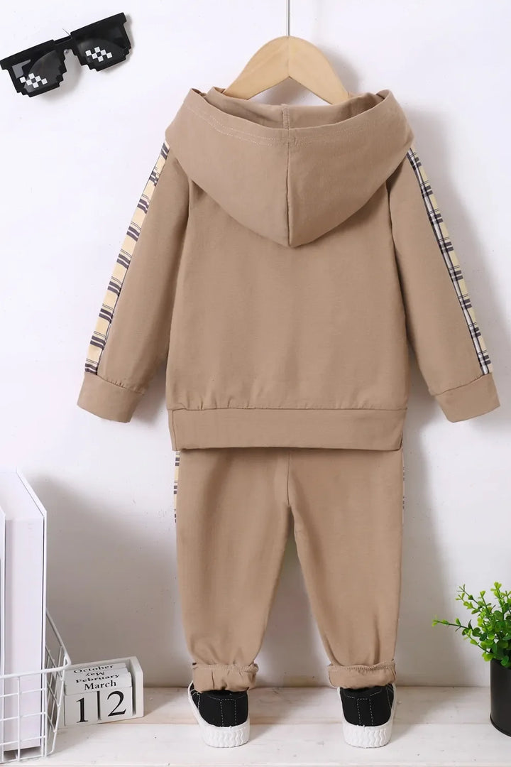 Children's Plaid Hoodie & Pants Set for Everyday Style